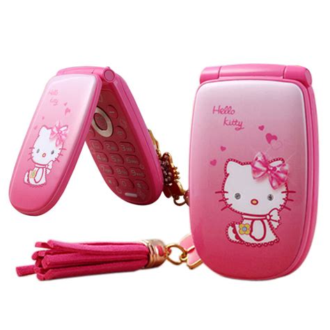 Flip Cute Lovely Cartoon Hello Kitty Mini Phone For Women Kids Girls