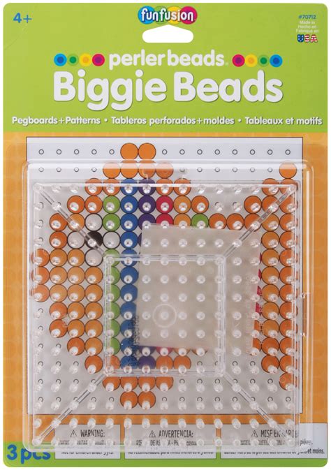 Perler Biggie Beads Pegboards And Patterns Clear 3 Pieces