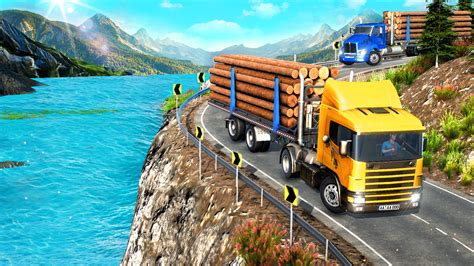 Uphill Timber Transport Wood Cargo Truck Driving 3D Games 2023