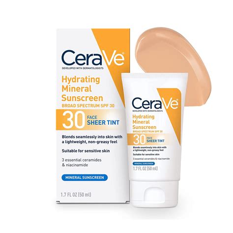 CeraVe Hydrating Mineral Sunscreen Sheer Tint SPF 30 - 50ml - Eshaistic.pk