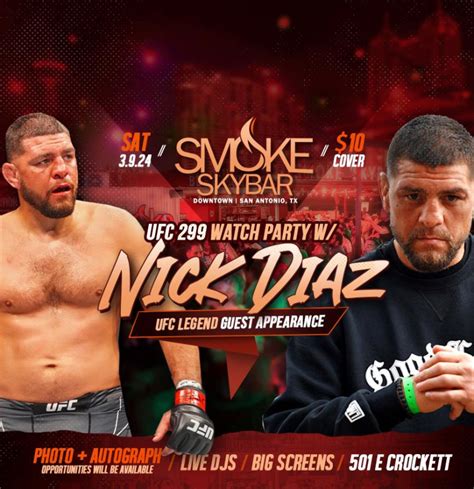 UFC #299 Watch Party with Nick Diaz in San Antonio at Smoke Texas