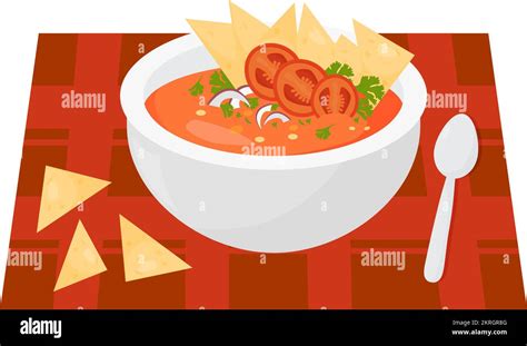 Traditional Mexican Tomato Soup Vector Illustration Of Latin American