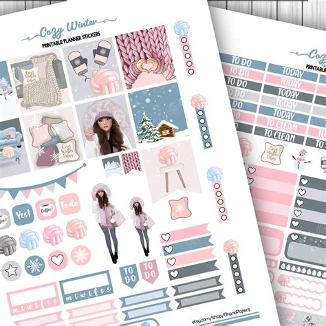 COZY WINTER Printable Planner Stickers Weekly Kit Erin Condren Etsy