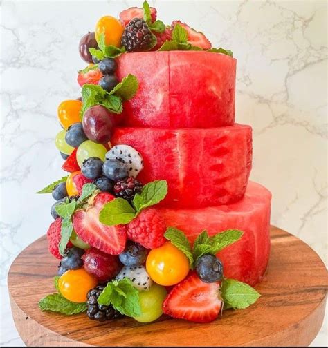 Watermelon Cake For Summer Watermelon Cake Fruit Cake Design Yummy Snacks