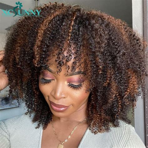 Xcsunny Perruque Br Silienne Naturelle Remy Cheveux Cr Pus Boucl S Avec