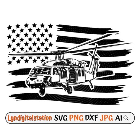 US Black Hawk Helicopter Svg Helicopter Clipart American Army Military