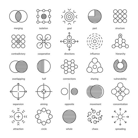 Abstrakte Symbole Lineare Symbole Gesetzt Verschmelzung