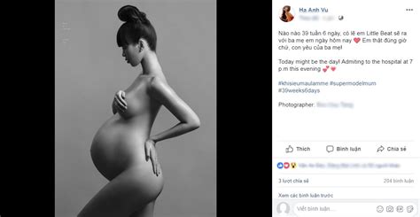 Siêu mẫu Hà Anh tung ảnh nude nóng bỏng khoe bụng bầu vượt mặt trước giờ sinh