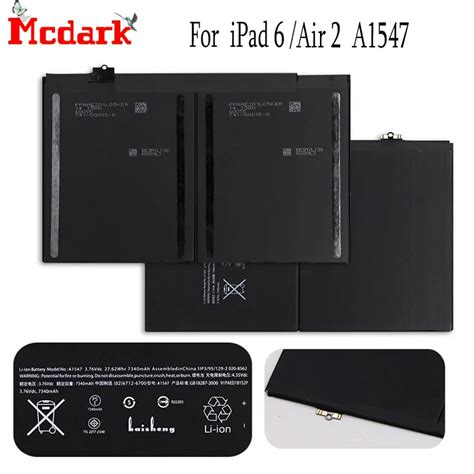 Mcdark For iPad 6 /Air 2 Laptop Batteries Replacement Large Capacity ...