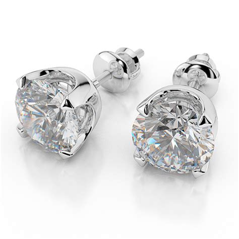 2 Carat Diamond Stud Earrings Round H/SI 14k White Gold | eBay