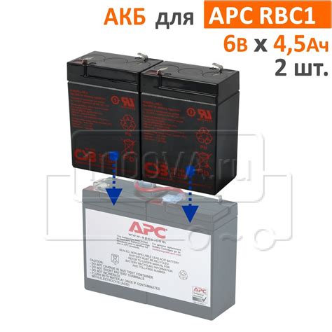 Купить комплект аккумуляторов для APC RBC1 по выгодной цене - www.1000va.ru