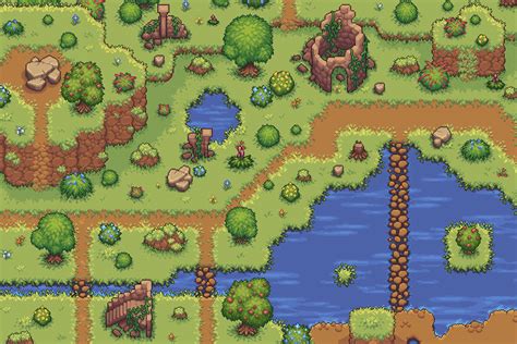 Grassland Top Down Tileset Pixel Art On Behance