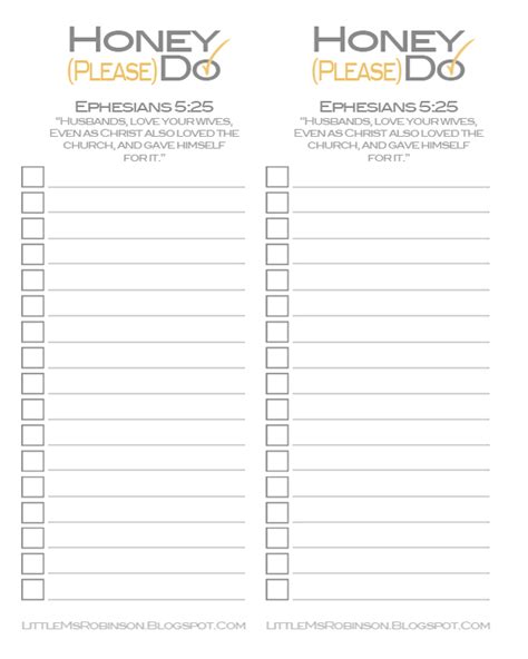 Honey Do List Template