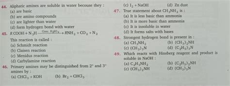 Organic Compounds Containing Nitrogen Mcqs Class All About Chemistry