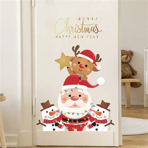 Deyuer Christmas Sticker No Residue Self Adhesive Pvc Water Resistant