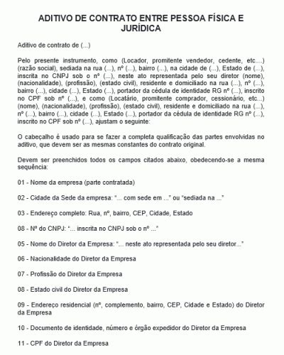 Refer Ncia Aditivo De Contrato Entre Pessoa F Sica E Jur Dica Modelo