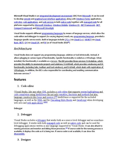 Visual Studio | PDF | Microsoft Visual Studio | Visual Basic .Net