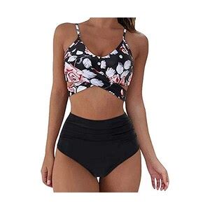 Sammoson Costumi Da Bagno Donna Bikini Vita Alta Push Up Curvy Sportivo