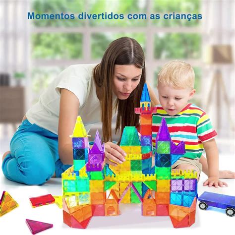 Brinquedo Construção - Brastoy Blocos de Montar Magnéticos Construção Brinquedo Educativo ...