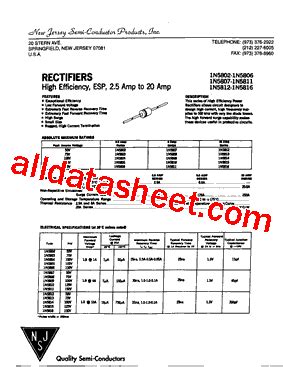 1N5806 Datasheet PDF New Jersey Semi Conductor Products Inc