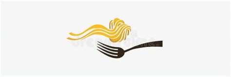 Pasta On Fork Drawing Logo Noodles Roll Sketched Icon Macaroni Doodle