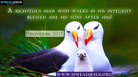 BIBLE QUOTES Proverbs 20 7 HD WALLPAPERS A Righteous Man Who Walks In His