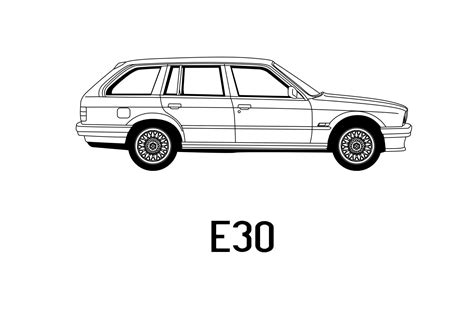 Bmw E30 Touring Outline Vector Svg Pdf Png Etsy