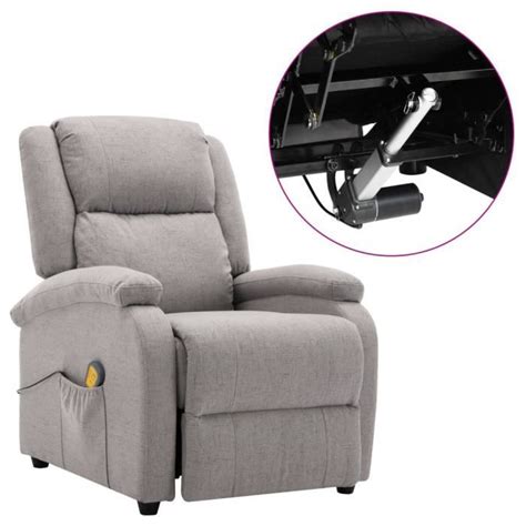 WXS Fauteuil Inclinable Électrique De Massage Gris Clair Tissu