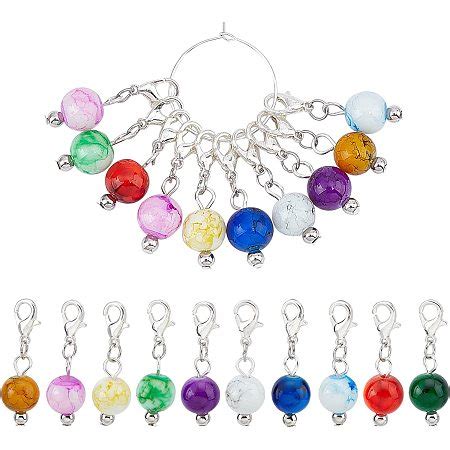 Arricraft Pcs Glass Beads Stitch Markers Alloy Enamel Crochet