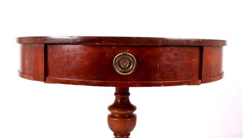 Early Duncan Phyfe Style Leather Top Round Table