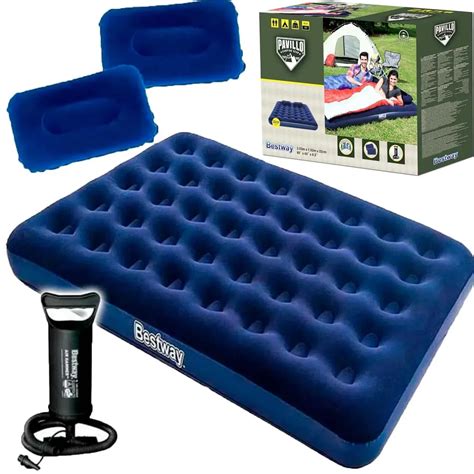 Colchón Inflable Doble Camping 2 Almohadas inflador Bestway Luegopago