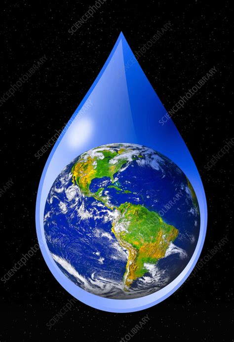 Earth in a water droplet - Stock Image - F036/3227 - Science Photo Library