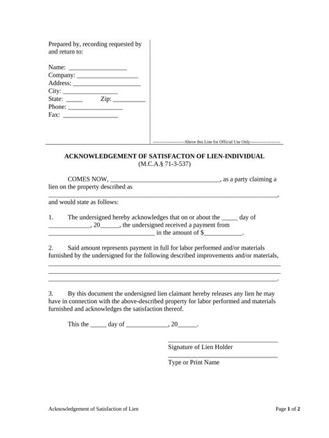 Satisfaction Of Lien Document Fill Out And Sign Online Dochub