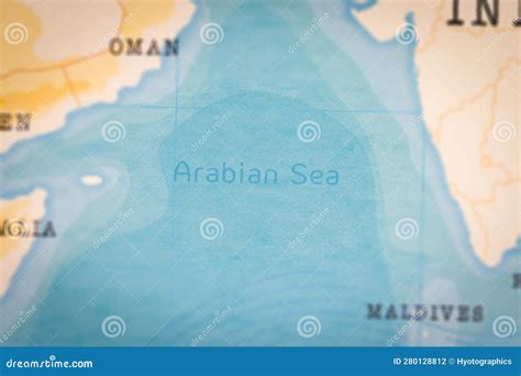 The Realistic Map of Arabian Sea. Stock Photo - Image of border ...