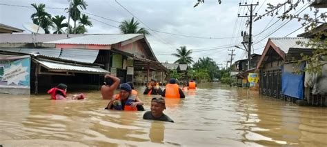 Aksi Sigap Brimob Aramiah Bantu Evakuasi Warga Terdampak Banjir Di Aceh