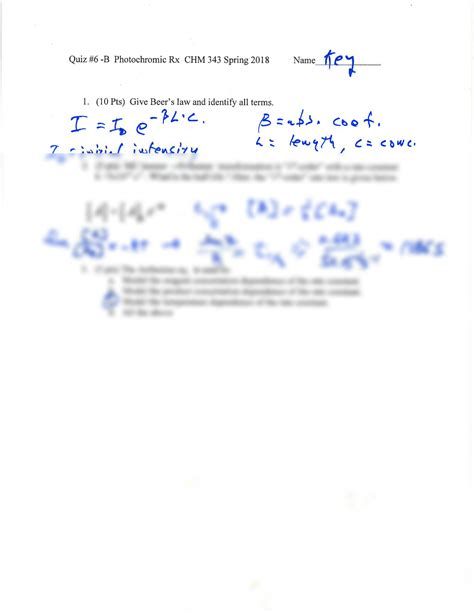 Solution Chm Quiz Version B Answer Key Studypool