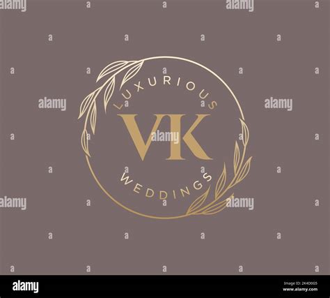 Vk Letter Wedding Monogram Logos Template Hand Drawn Modern