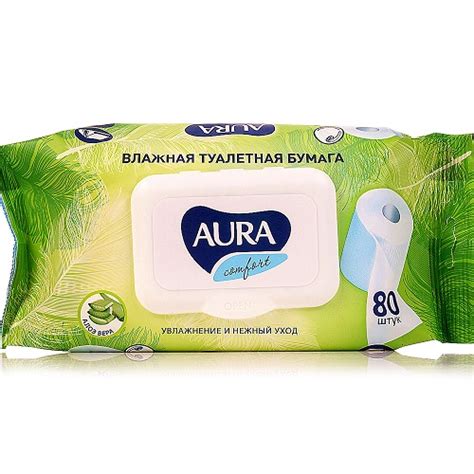Влажная туалетная бумага Алоэ, Aura Ultra Comfort, 80 шт