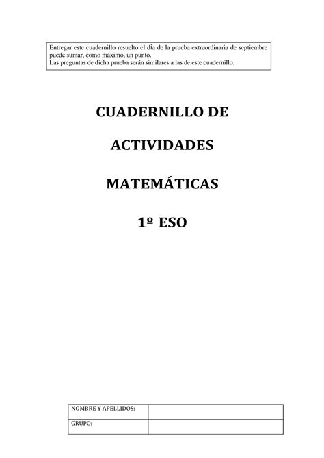 1oeso Plan Refuerzo Ejercicios CUADERNILLO DE ACTIVIDADES MATEM