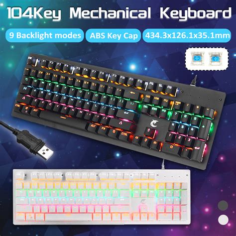 Keys Outemu Blue Switch Mechanical Keyboard Aluminium Alloy Plate Abs Keycaps Wired Rgb Hot