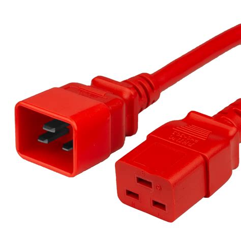 15ft C19 C20 20a 250v Red Power Cord