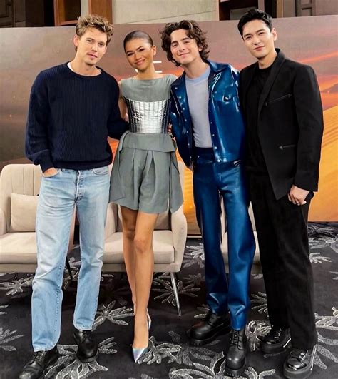 Austin Butler Zendaya And Timoth E Chalamet At The Dune Part Two