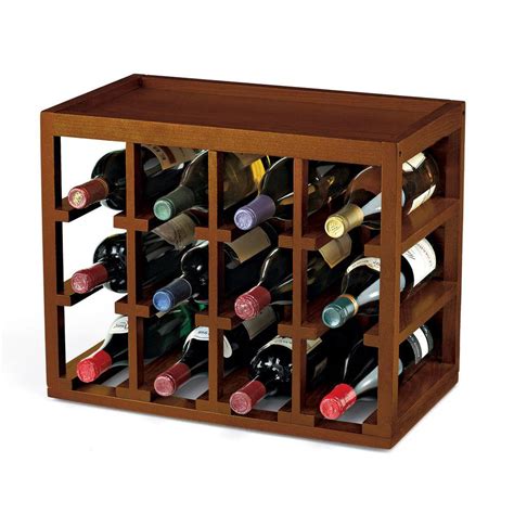 Wine Enthusiast 12 Bottle Cube Stack Wine Rack In Walnut Stain 640 01