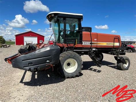 Hesston 8450 Swather Cummins Diesel 16 Sickle Header Steel On Steel