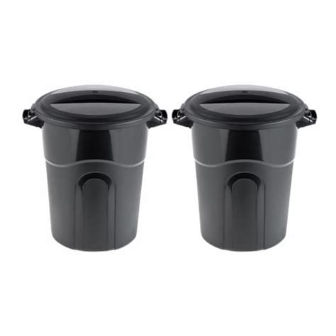 United Solutions 20 Gal Round Waste Container W Click Lock Lid Black