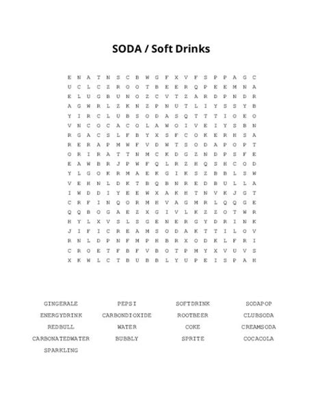 Soda Soft Drinks Word Search