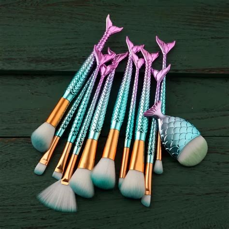 Beauty New Pcs Mermaid Brushes Set Make Up Brush Tools Foundation