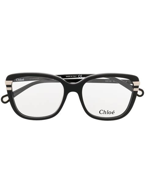 Chloé Eyewear Rectangle Frame Glasses Black Farfetch Ao