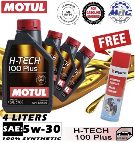 Motul H Tech Plus Sae W Synthetic Liters With Free