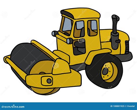 The Yellow Road Roller Stock Vector Illustration Of Vehicle 108801925